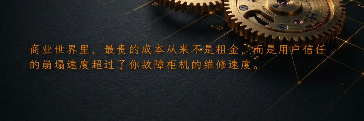 商业世界里,最贵的成本从来不是租金,而是用户信任的崩塌速度超过了你故障柜机的维修速度。