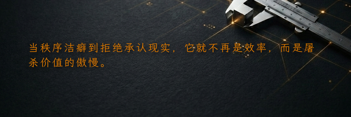 当秩序洁癖到拒绝承认现实,它就不再是效率,而是屠杀价值的傲慢。