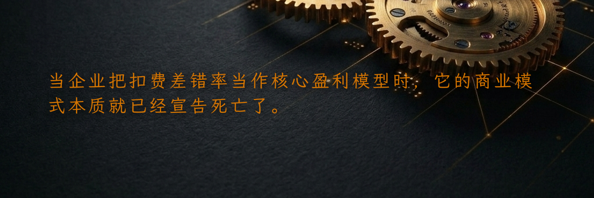 当企业把扣费差错率当作核心盈利模型时,它的商业模式本质就已经宣告死亡了。