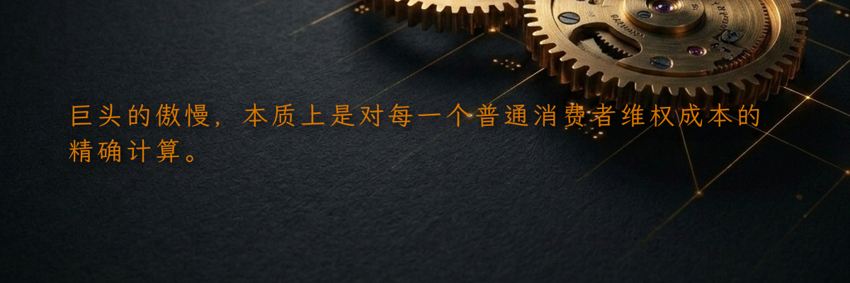巨头的傲慢,本质上是对每一个普通消费者维权成本的精确计算。