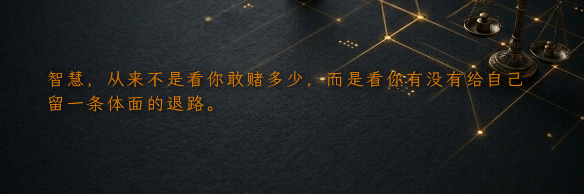智慧,从来不是看你敢赌多少,而是看你有没有给自己留一条体面的退路。