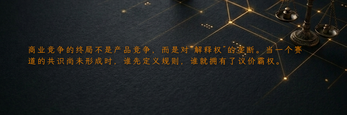 商业竞争的终局不是产品竞争,而是对“解释权”的垄断。当一个赛道的共识尚未形成时,谁先定义规则,谁就拥有了议价霸权。