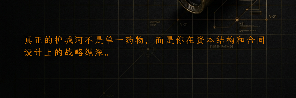 真正的护城河不是单一药物,而是你在资本结构和合同设计上的战略纵深。
