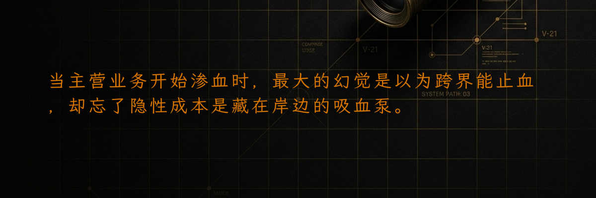 当主营业务开始渗血时,最大的幻觉是以为跨界能止血,却忘了隐性成本是藏在岸边的吸血泵。