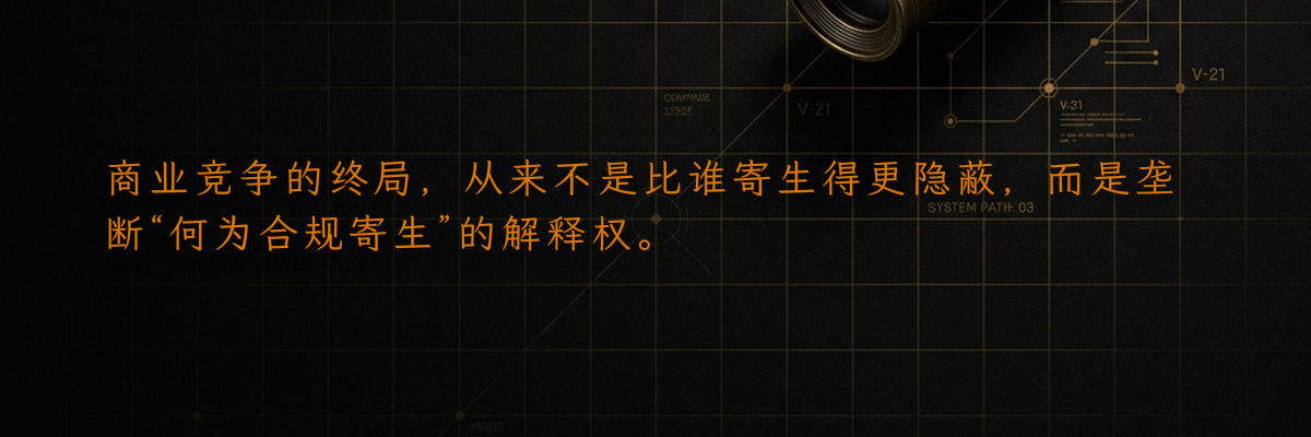 商业竞争的终局,从来不是比谁寄生得更隐蔽,而是垄断“何为合规寄生”的解释权。