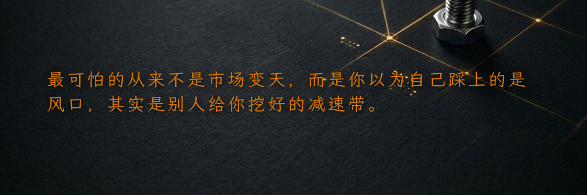 最可怕的从来不是市场变天,而是你以为自己踩上的是风口,其实是别人给你挖好的减速带。