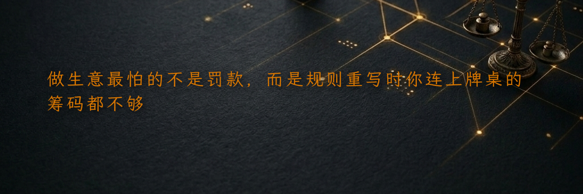 做生意最怕的不是罚款,而是规则重写时你连上牌桌的筹码都不够