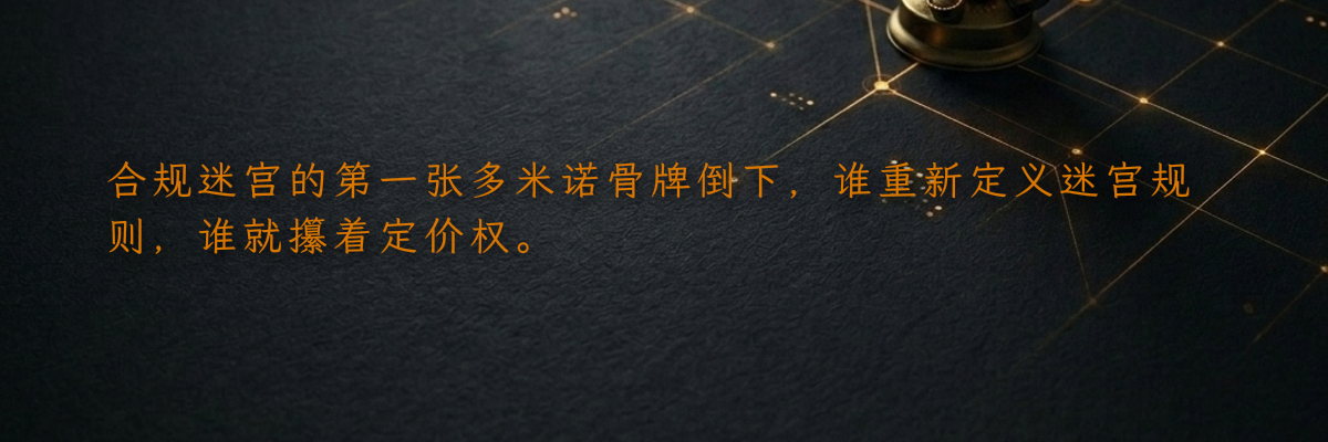 合规迷宫的第一张多米诺骨牌倒下,谁重新定义迷宫规则,谁就攥着定价权。