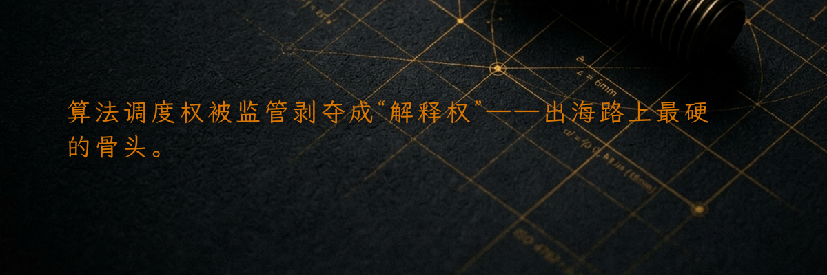 算法调度权被监管剥夺成“解释权”——出海路上最硬的骨头。