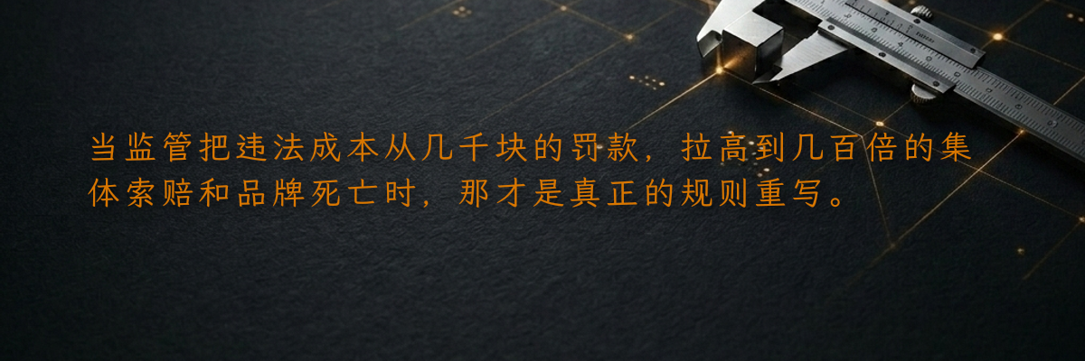 当监管把违法成本从几千块的罚款,拉高到几百倍的集体索赔和品牌死亡时,那才是真正的规则重写。