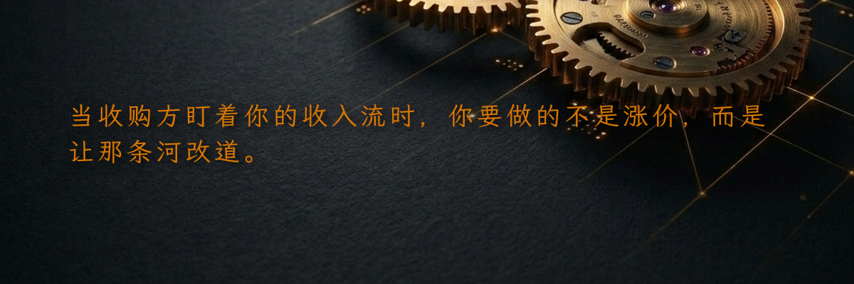 当收购方盯着你的收入流时,你要做的不是涨价,而是让那条河改道。