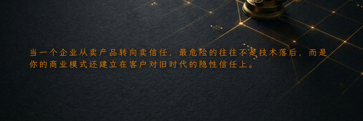 当一个企业从卖产品转向卖信任,最危险的往往不是技术落后,而是你的商业模式还建立在客户对旧时代的隐性信任上。