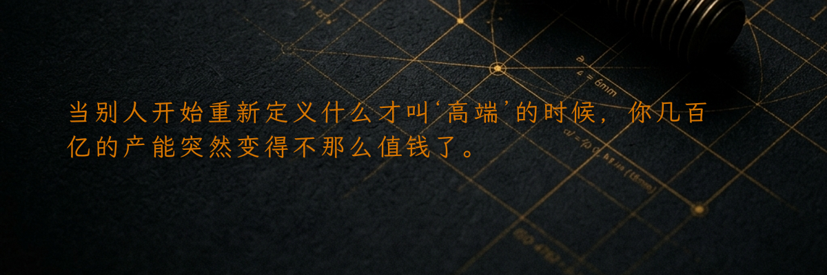 当别人开始重新定义什么才叫‘高端’的时候,你几百亿的产能突然变得不那么值钱了。