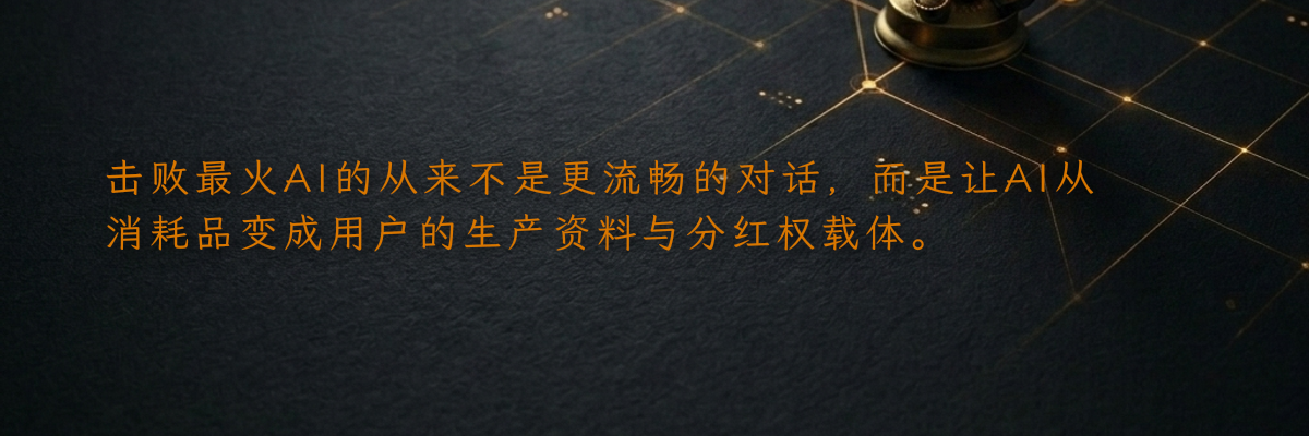 击败最火AI的从来不是更流畅的对话,而是让AI从消耗品变成用户的生产资料与分红权载体。