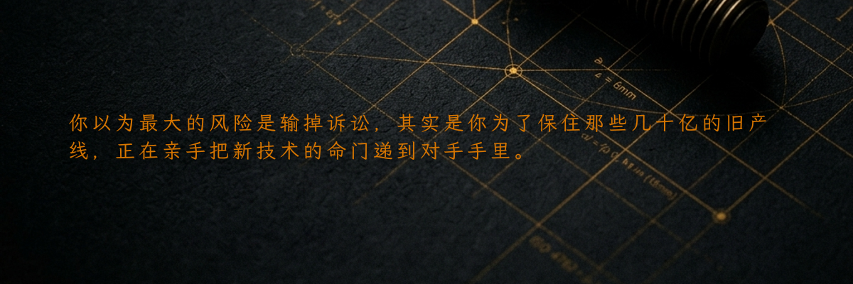 你以为最大的风险是输掉诉讼,其实是你为了保住那些几十亿的旧产线,正在亲手把新技术的命门递到对手手里。
