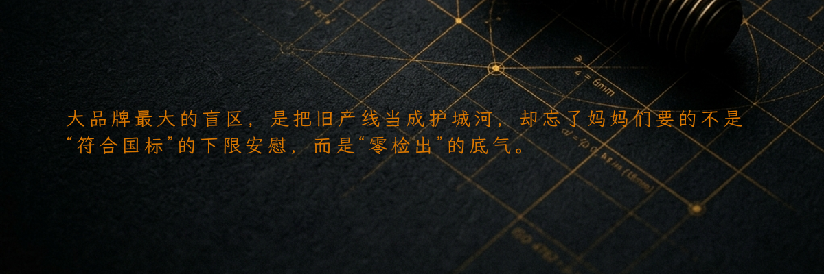 大品牌最大的盲区,是把旧产线当成护城河,却忘了妈妈们要的不是“符合国标”的下限安慰,而是“零检出”的底气。