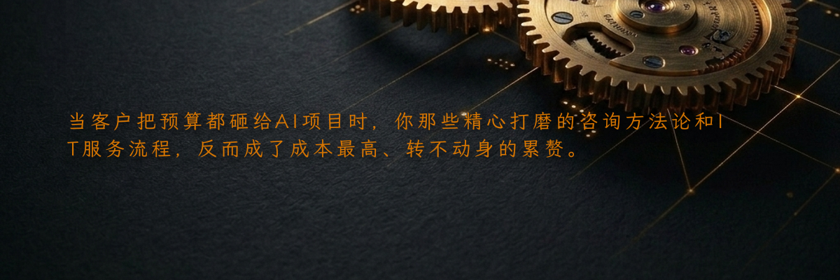 当客户把预算都砸给AI项目时,你那些精心打磨的咨询方法论和IT服务流程,反而成了成本最高、转不动身的累赘。