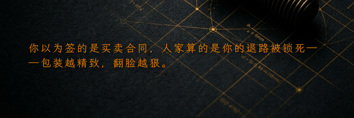 你以为签的是买卖合同,人家算的是你的退路被锁死——包装越精致,翻脸越狠。