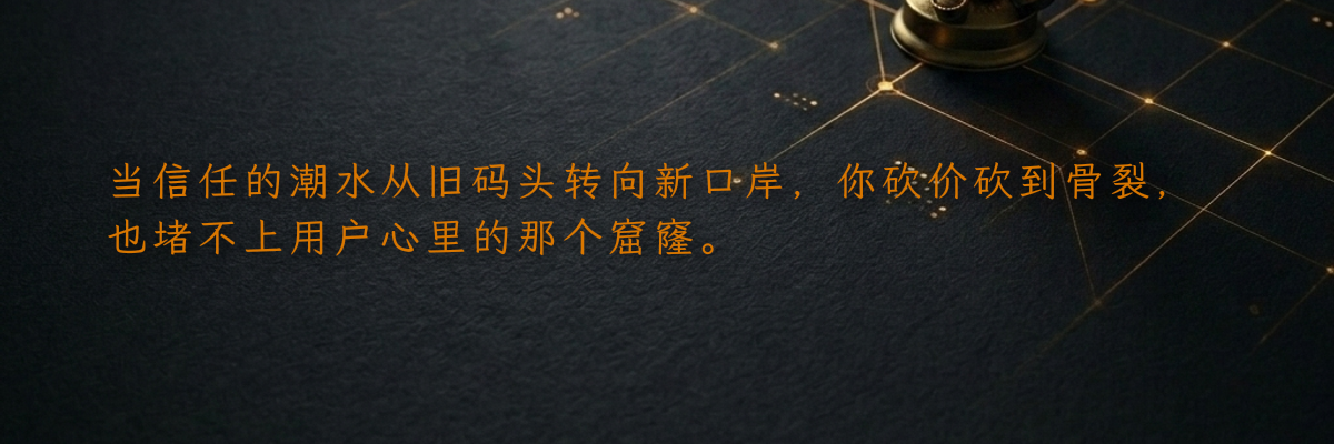 当信任的潮水从旧码头转向新口岸,你砍价砍到骨裂,也堵不上用户心里的那个窟窿。