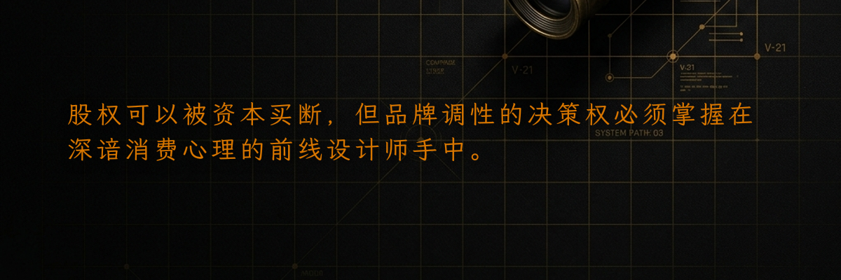 股权可以被资本买断,但品牌调性的决策权必须掌握在深谙消费心理的前线设计师手中。