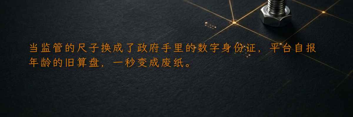 当监管的尺子换成了政府手里的数字身份证,平台自报年龄的旧算盘,一秒变成废纸。
