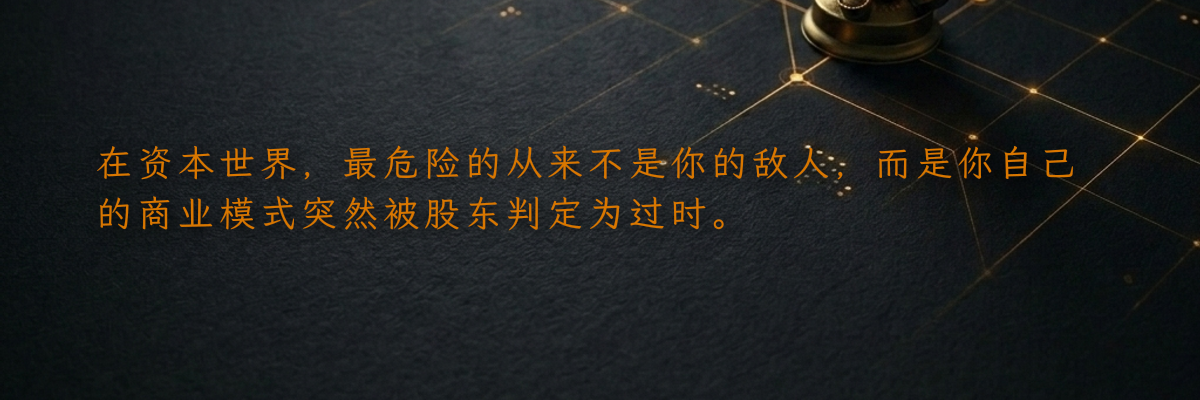 在资本世界,最危险的从来不是你的敌人,而是你自己的商业模式突然被股东判定为过时。