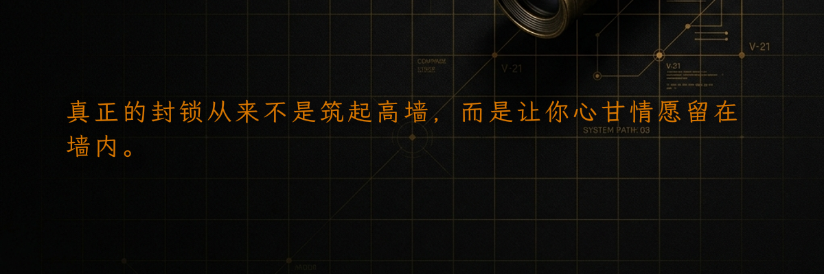 真正的封锁从来不是筑起高墙,而是让你心甘情愿留在墙内。