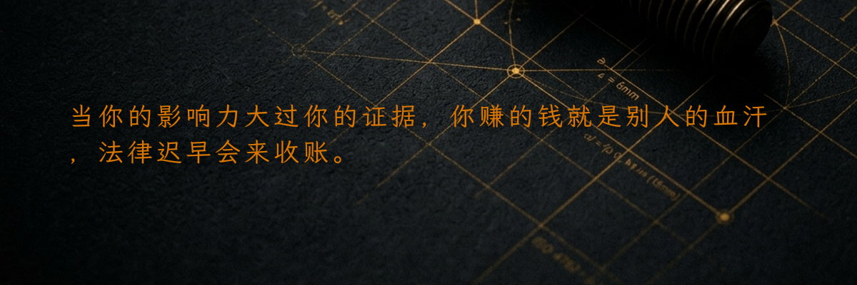 当你的影响力大过你的证据,你赚的钱就是别人的血汗,法律迟早会来收账。