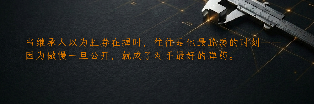 当继承人以为胜券在握时,往往是他最脆弱的时刻——因为傲慢一旦公开,就成了对手最好的弹药。