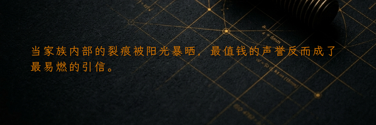 当家族内部的裂痕被阳光暴晒,最值钱的声誉反而成了最易燃的引信。