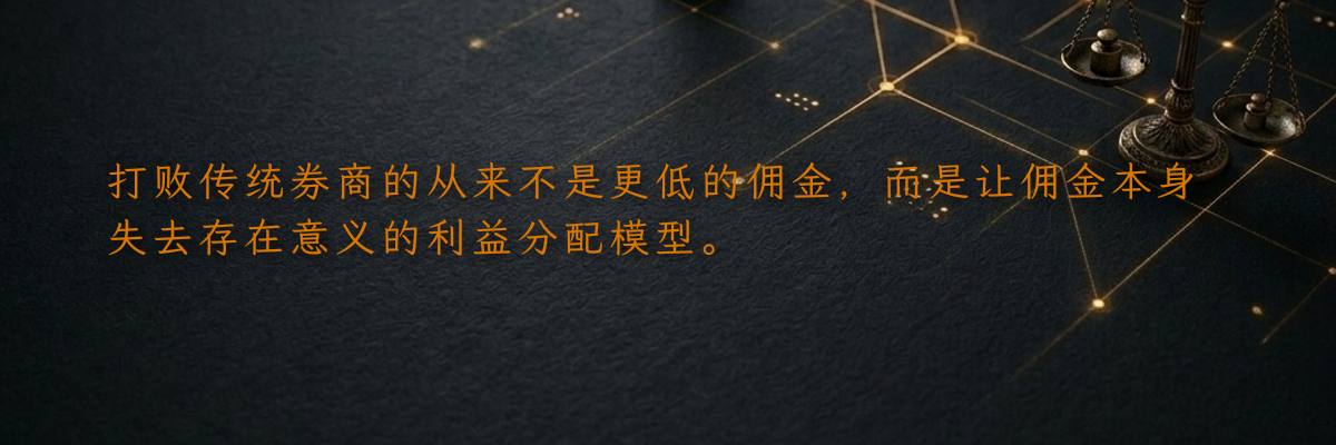打败传统券商的从来不是更低的佣金,而是让佣金本身失去存在意义的利益分配模型。