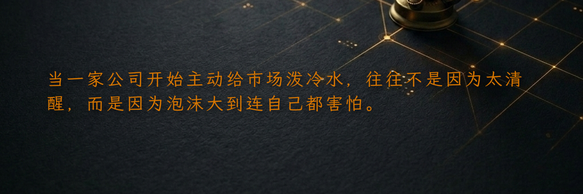 当一家公司开始主动给市场泼冷水,往往不是因为太清醒,而是因为泡沫大到连自己都害怕。