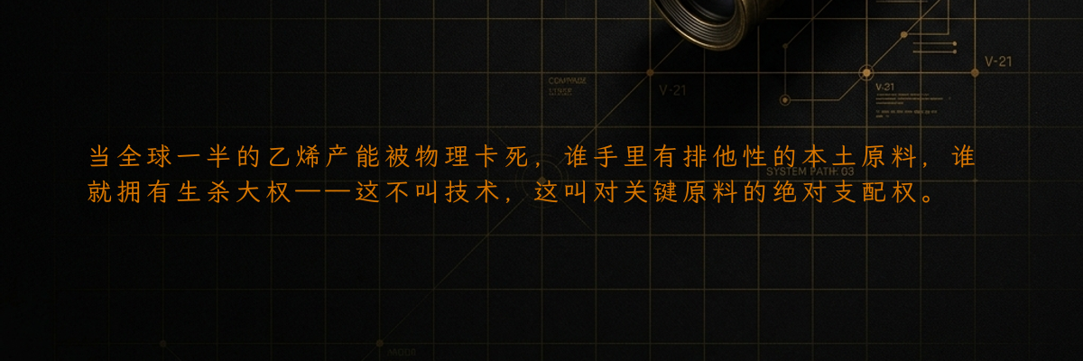 当全球一半的乙烯产能被物理卡死,谁手里有排他性的本土原料,谁就拥有生杀大权——这不叫技术,这叫对关键原料的绝对支配权。