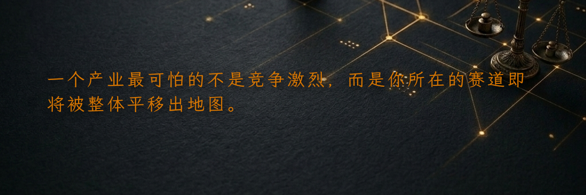 一个产业最可怕的不是竞争激烈,而是你所在的赛道即将被整体平移出地图。