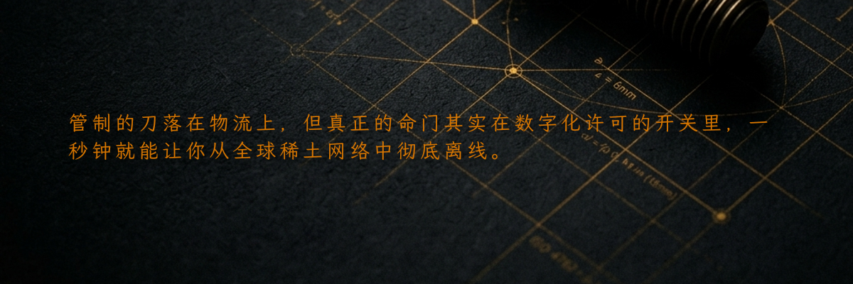 管制的刀落在物流上,但真正的命门其实在数字化许可的开关里,一秒钟就能让你从全球稀土网络中彻底离线。