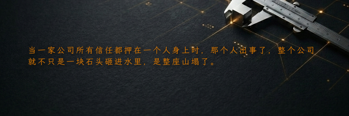 当一家公司所有信任都押在一个人身上时,那个人出事了,整个公司就不只是一块石头砸进水里,是整座山塌了。