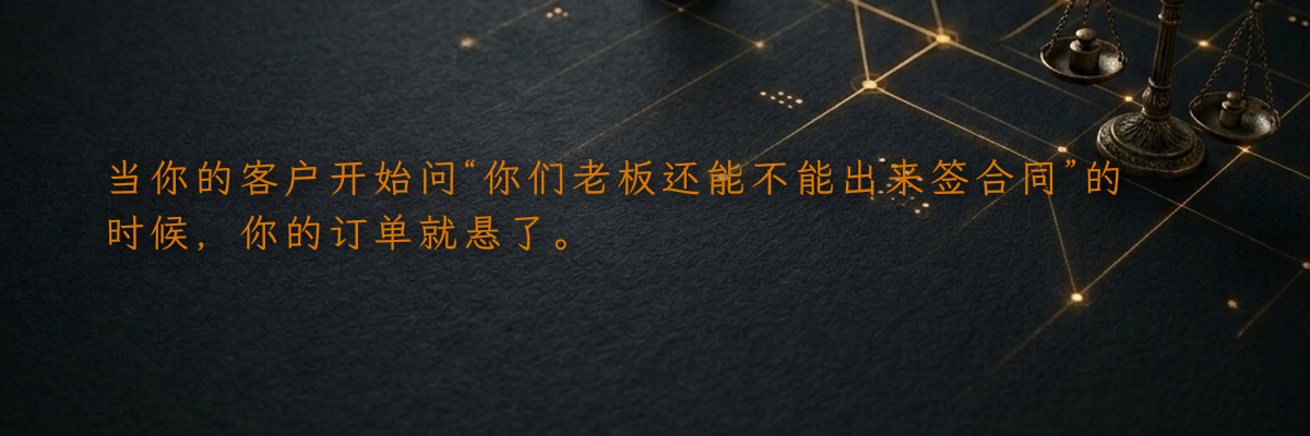 当你的客户开始问“你们老板还能不能出来签合同”的时候,你的订单就悬了。