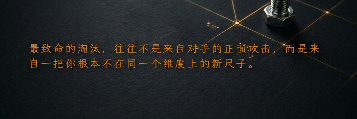最致命的淘汰,往往不是来自对手的正面攻击,而是来自一把你根本不在同一个维度上的新尺子。