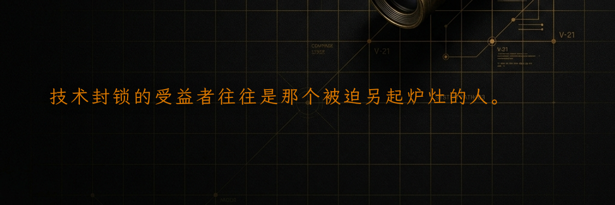 技术封锁的受益者往往是那个被迫另起炉灶的人。