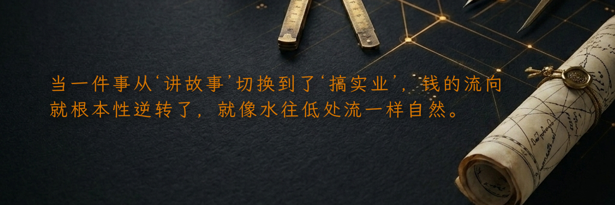 当一件事从‘讲故事’切换到了‘搞实业’,钱的流向就根本性逆转了,就像水往低处流一样自然。