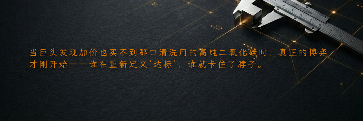 当巨头发现加价也买不到那口清洗用的高纯二氧化碳时,真正的博弈才刚开始——谁在重新定义‘达标’,谁就卡住了脖子。