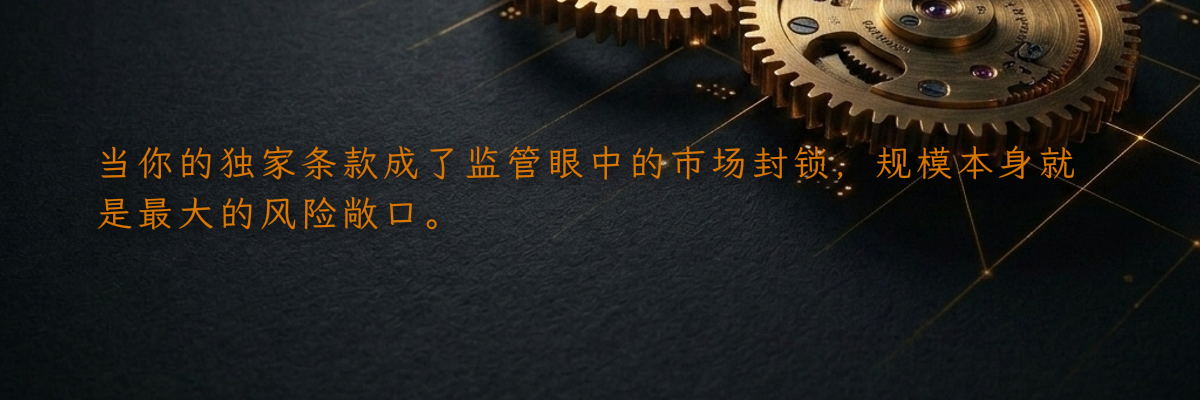当你的独家条款成了监管眼中的市场封锁,规模本身就是最大的风险敞口。