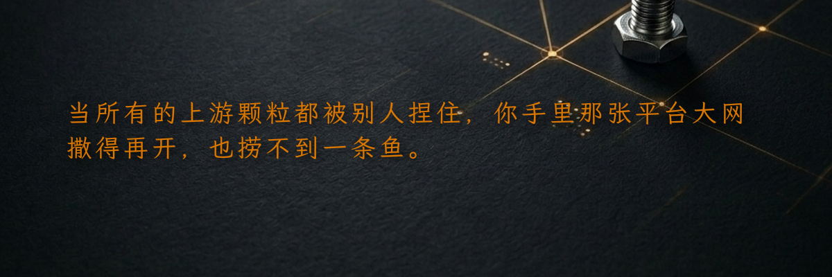 当所有的上游颗粒都被别人捏住,你手里那张平台大网撒得再开,也捞不到一条鱼。