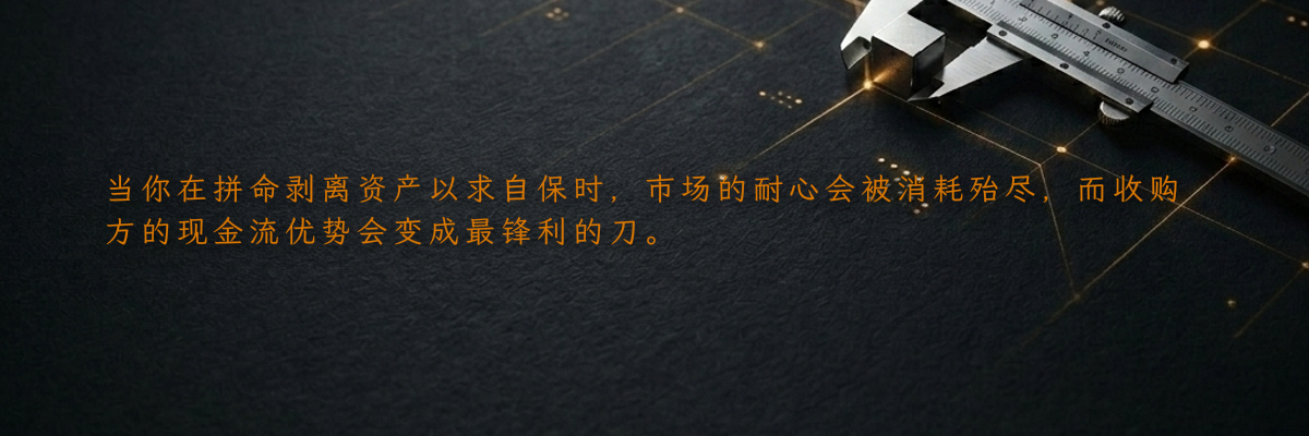 当你在拼命剥离资产以求自保时,市场的耐心会被消耗殆尽,而收购方的现金流优势会变成最锋利的刀。