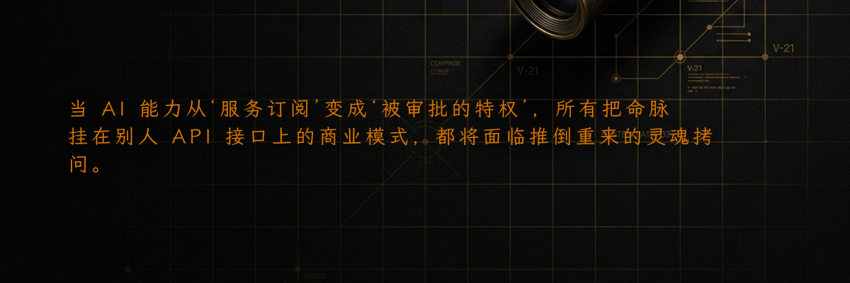 当 AI 能力从‘服务订阅’变成‘被审批的特权’,所有把命脉挂在别人 API 接口上的商业模式,都将面临推倒重来的灵魂拷问。