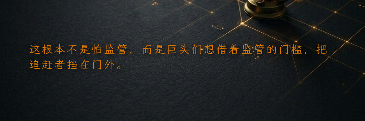 这根本不是怕监管,而是巨头们想借着监管的门槛,把追赶者挡在门外。