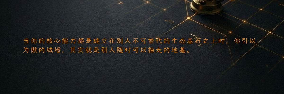 当你的核心能力都是建立在别人不可替代的生态基石之上时,你引以为傲的城墙,其实就是别人随时可以抽走的地基。