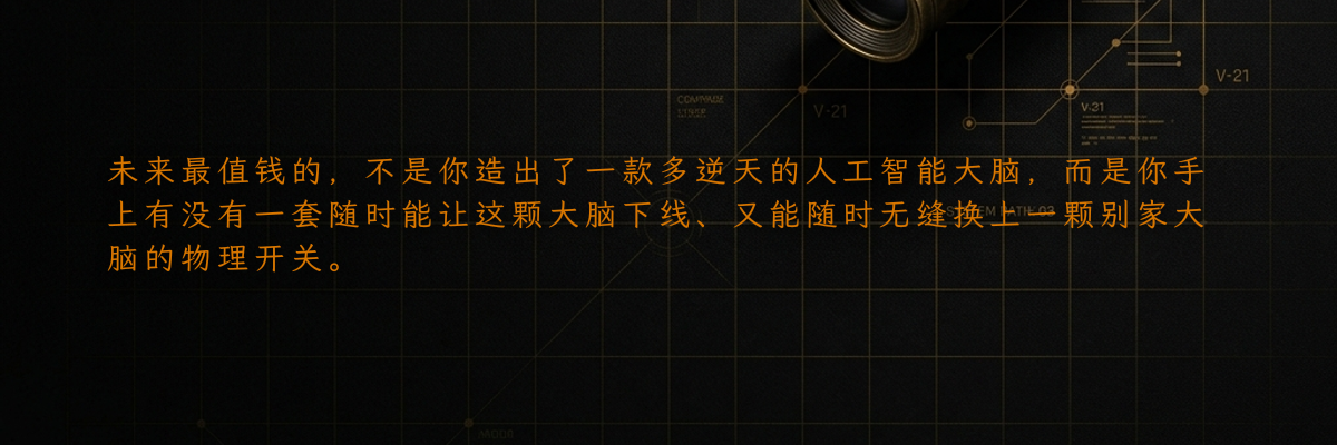 未来最值钱的,不是你造出了一款多逆天的人工智能大脑,而是你手上有没有一套随时能让这颗大脑下线、又能随时无缝换上一颗别家大脑的物理开关。