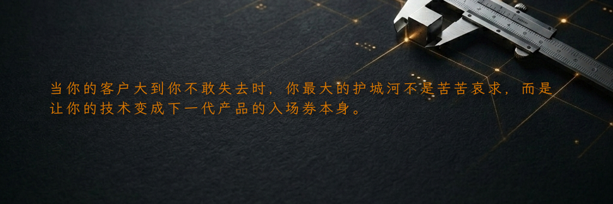 当你的客户大到你不敢失去时,你最大的护城河不是苦苦哀求,而是让你的技术变成下一代产品的入场券本身。