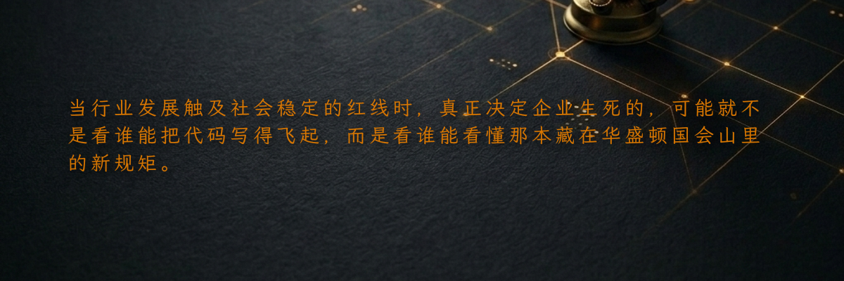当行业发展触及社会稳定的红线时,真正决定企业生死的,可能就不是看谁能把代码写得飞起,而是看谁能看懂那本藏在华盛顿国会山里的新规矩。